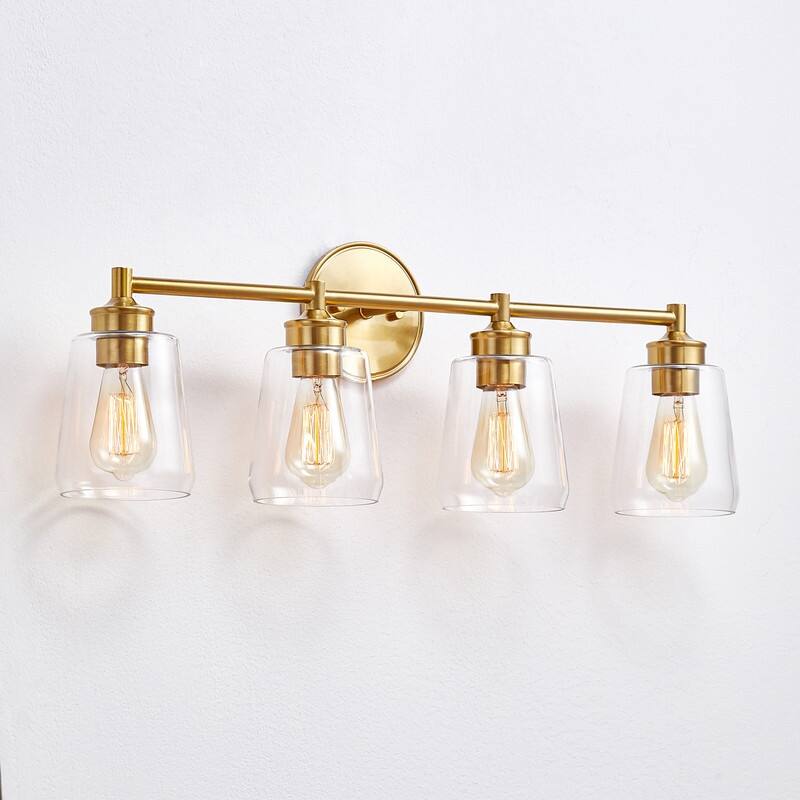 KAWOTI 4-Light Dimmable Bathroom Vanity Light with Glass Shade