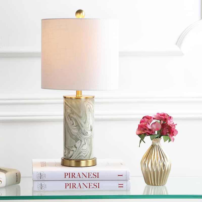 Swirl 20.5" Ceramic LED Table Lamp, Gray/Green by JONATHAN Y