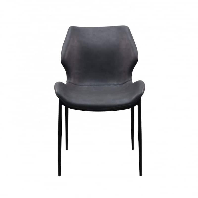 HomeRoots Set of Two Gray And Black Upholstered Faux Leather Wing Back Dining Side Chairs