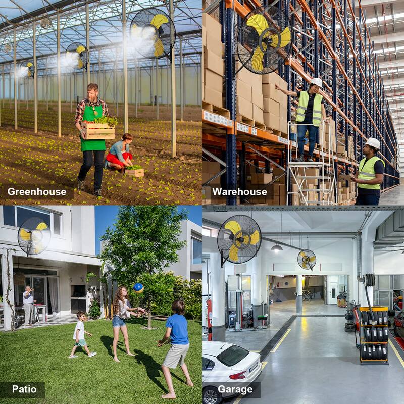 30" Industrial Oscillating Mist 3-Speed Heavy Duty Wall Mount Fan