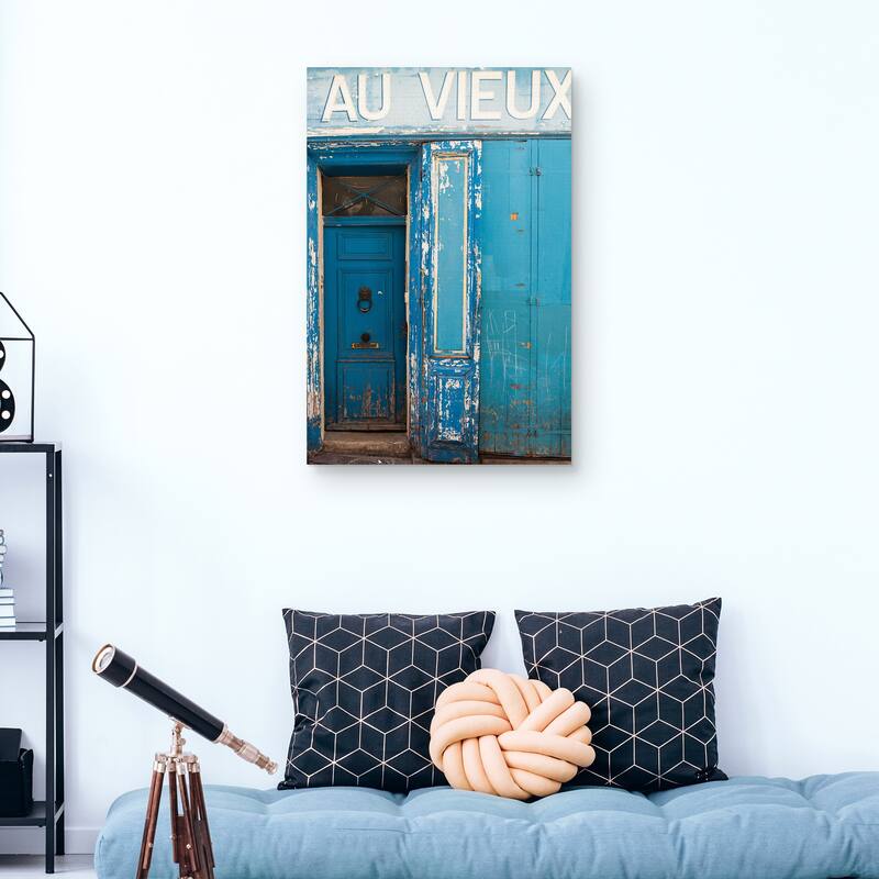 Blue Door Au Vieux by Sossi Madzounian Canvas Art Print