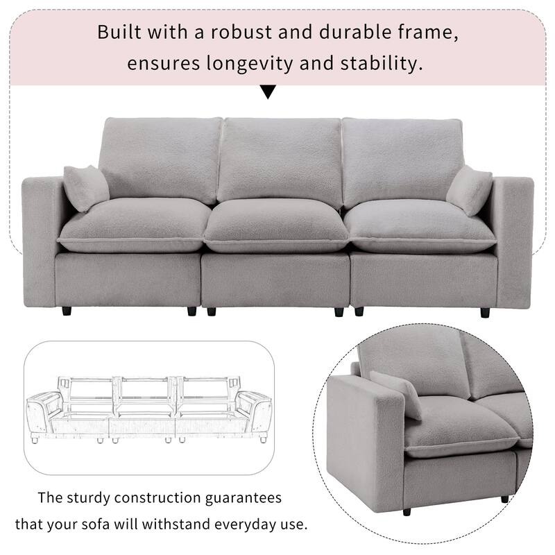 3 Seat Sofa with Removable Back & Seat Cushions Sectional Sofa & 2