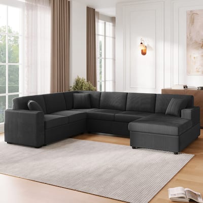 Oversized Sectional Sofa 115.3" U-Shaped Sofa with a Chaise Lounge and Three Soft Throw Pillows for Living Room