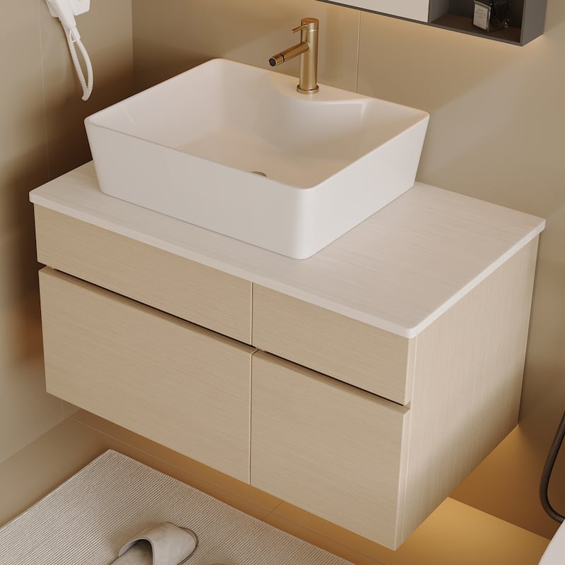 Floating Single Small Bathroom Vanity with Sink