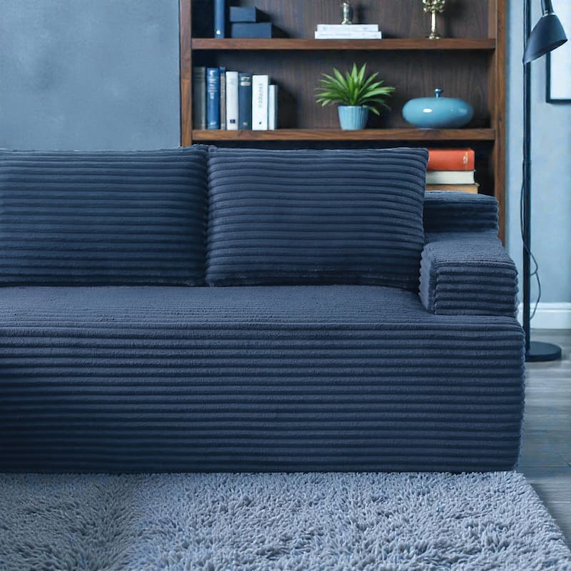 L Shaped Cloud Sectional Sofa with Deep Seat, Corduroy Modular Sleeper Couch, No Assembly Required