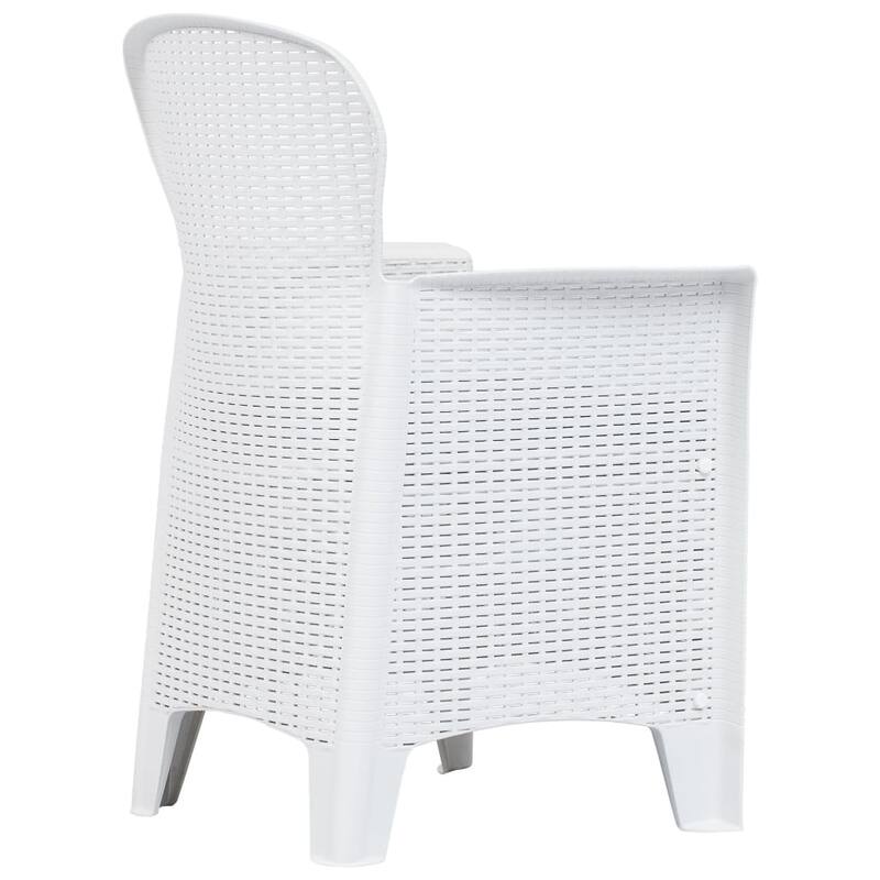 vidaXL Patio Chairs 2 Pcs Dining Single Chair with Cushion Plastic Rattan Look - 23.2" x 22.4" x 35"