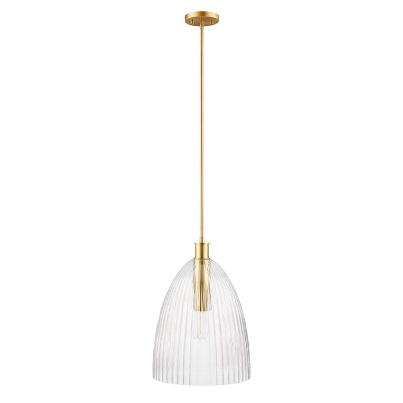 Bellevue SHP40099 14" Wide Pendant with Clear Pleated Glass Shade