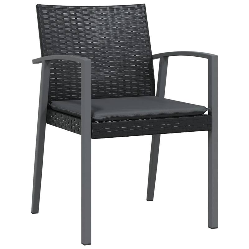 vidaXL Patio Dining Set Table and Chair with Cushions Poly Rattan and Steel