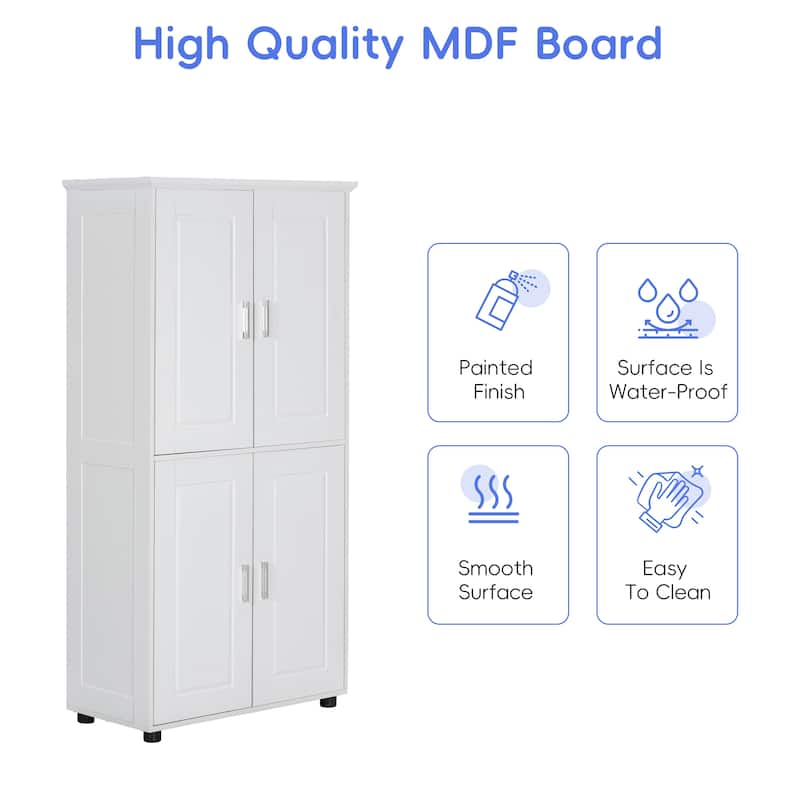 Bathroom Floor Storage Cabinet, Bathroom Storage Unit, Freestanding Cabinet with Adjustable Shelves Bathroom Organizer Cabinet