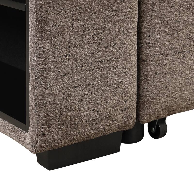 Reversible Sleeper Sectional Sofa Bed with Side Shelf and 2 Stools,Pull-Out L-Shaped Sofa Bed