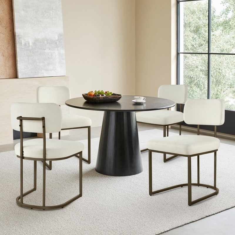 Spruce & Spring Arthur Dining Chair Set with Brass or Black Frame