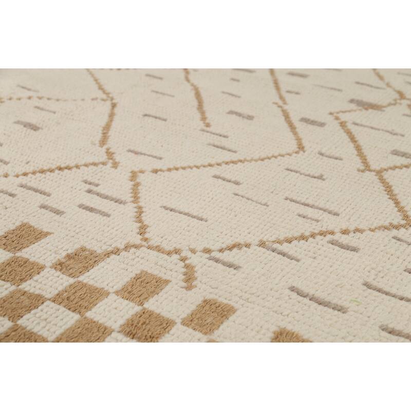 All-Over Moroccan Abstract Area Rug Hand-Knotted Oriental Wool Carpet - 6'2"x 9'10"