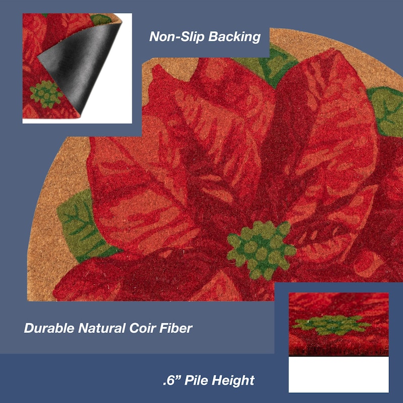 Liora Manne Natura Poinsettia Outdoor Mat Natural 1'6" x 2'6"
