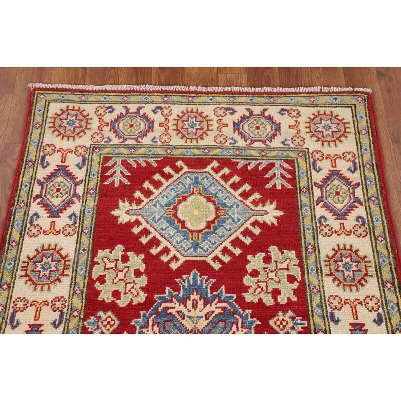 Oriental Red Kazak Accent Rug Handmade Wool Carpet - 2'9" x 4'3"