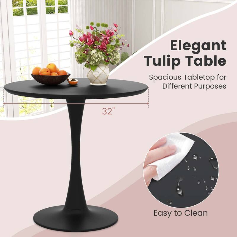 Costway 5 PCS Dining Set Modern Round Dining Table 4 Chairs for Small