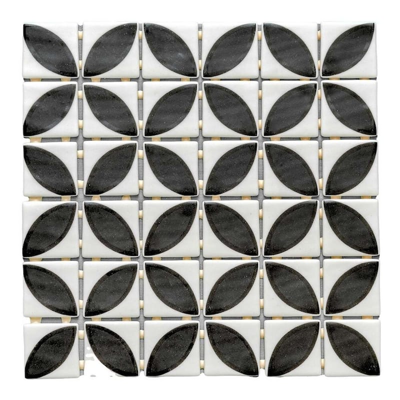 Eterna Lily 2x2 Matte & Shiny Glass Floral Mosaic Tile - Floor, Wall, Backsplash