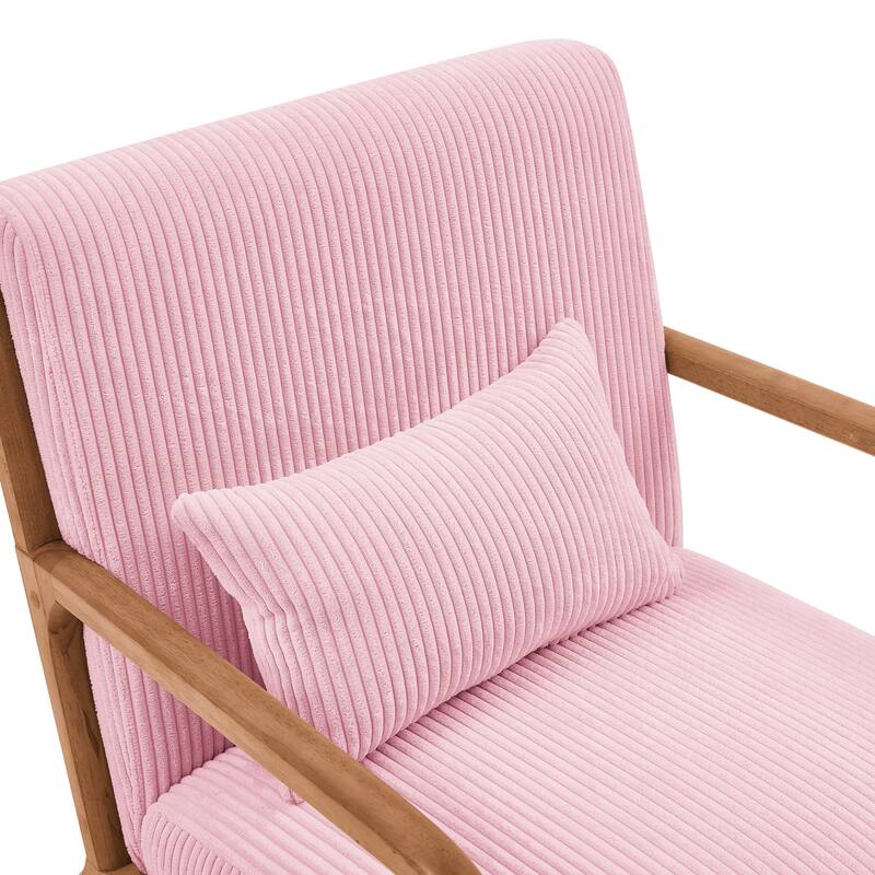 Lounge Chair with Wooden Frame - 32.25" D x 26" W x 30.5" H
