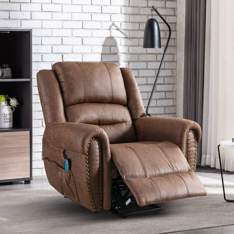Breathable Rivet Power Lift Recliner Chair with Massage,Heat and USB Port