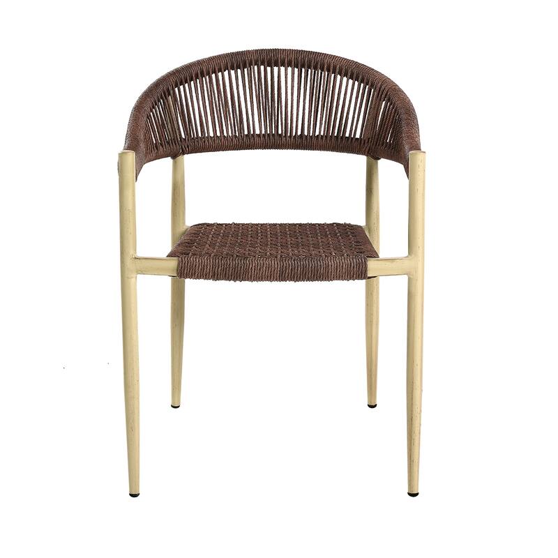 Holcomb Modern Wicker Rope Curved Patio Dining Arm Chair by Furniture of America