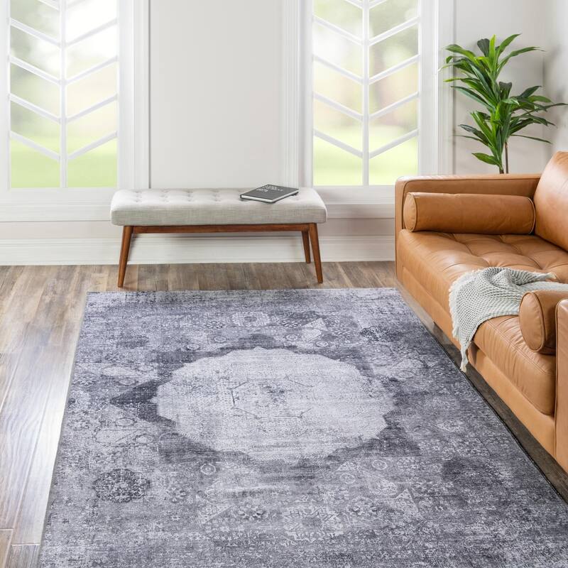Transitional Tira Collection Area Rug - 7'10"x10' - Gray-Ivory