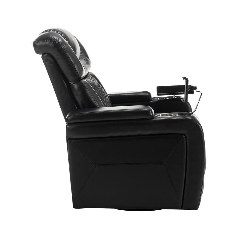 270 Degree Swivel Power Recliner Individual Seat Home Theater Recliner with Tray Table, Phone Holder, Cup Holder, USB Port