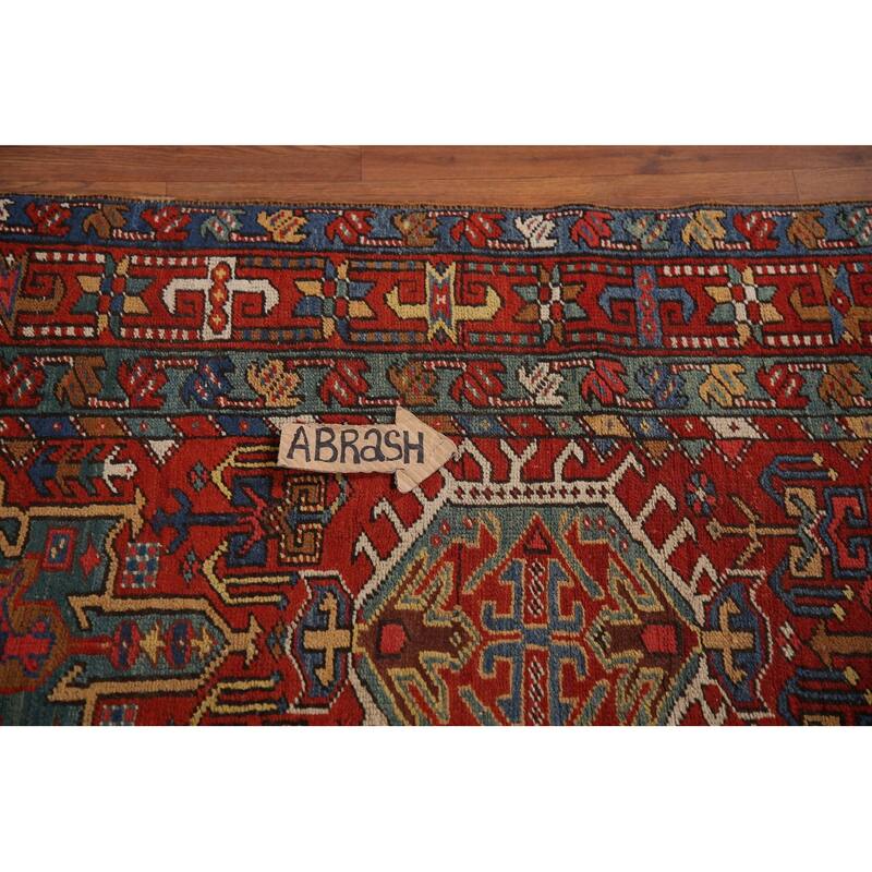 Vegetable Dye Antique Heriz Serapi Persian Runner Wool Carpet - 3'5" x 10'4"