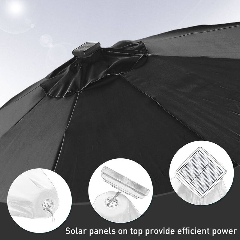 Autlaycil 10ft Solar LED lights Outdoor Patio Umbrella With Base