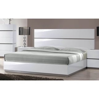 Somette Mehdi Modern Gloss White/ Grey Bed - On Sale - Bed Bath ...