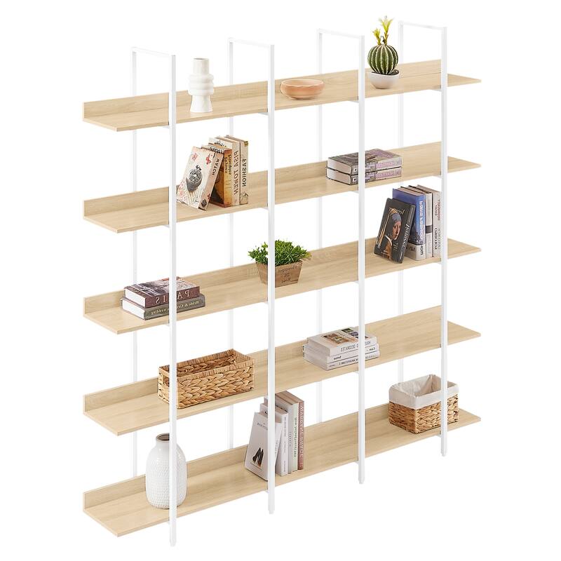 GDFStudio - Ethan Walker Five-Tier Industrial Open Bookcase Designed for Home Office and Living Spaces