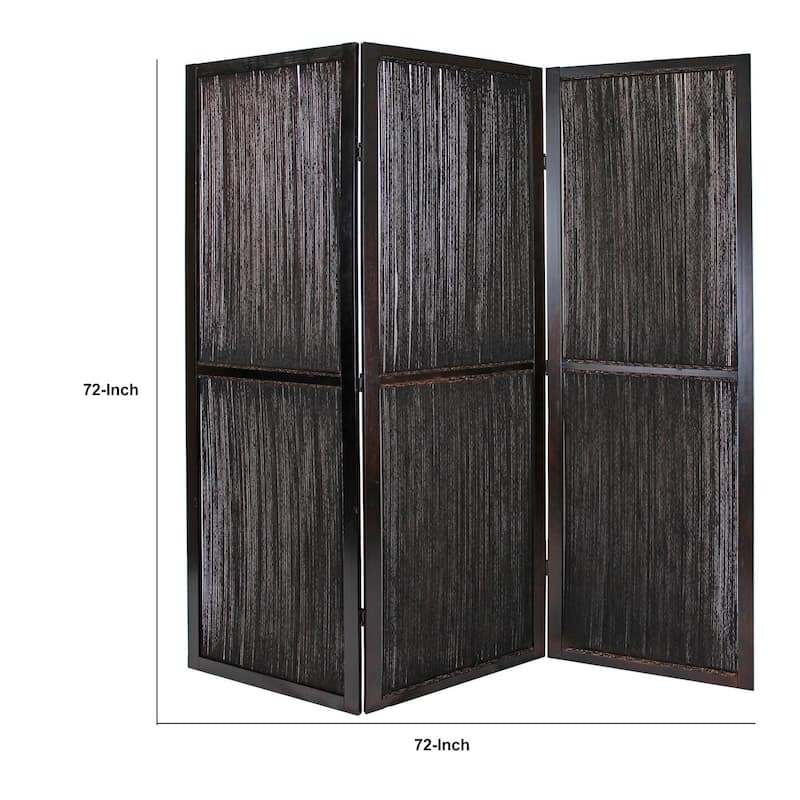 Yetta 72 x 72 Indoor Outdoor Folding Screen Room Divider, Handmade, Brown