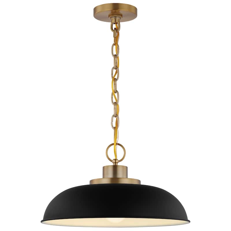 Colony 1 Light Small Pendant Matte Black with Burnished Brass