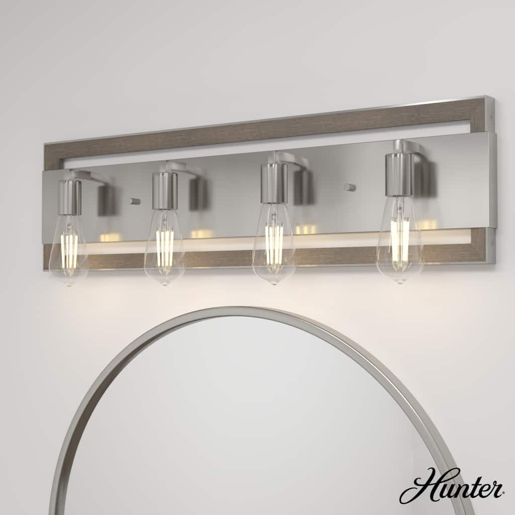 Hunter Woodburn Vanity Wall Light - Modern Farmhouse, Transitional, Rustic - Damp Rated!