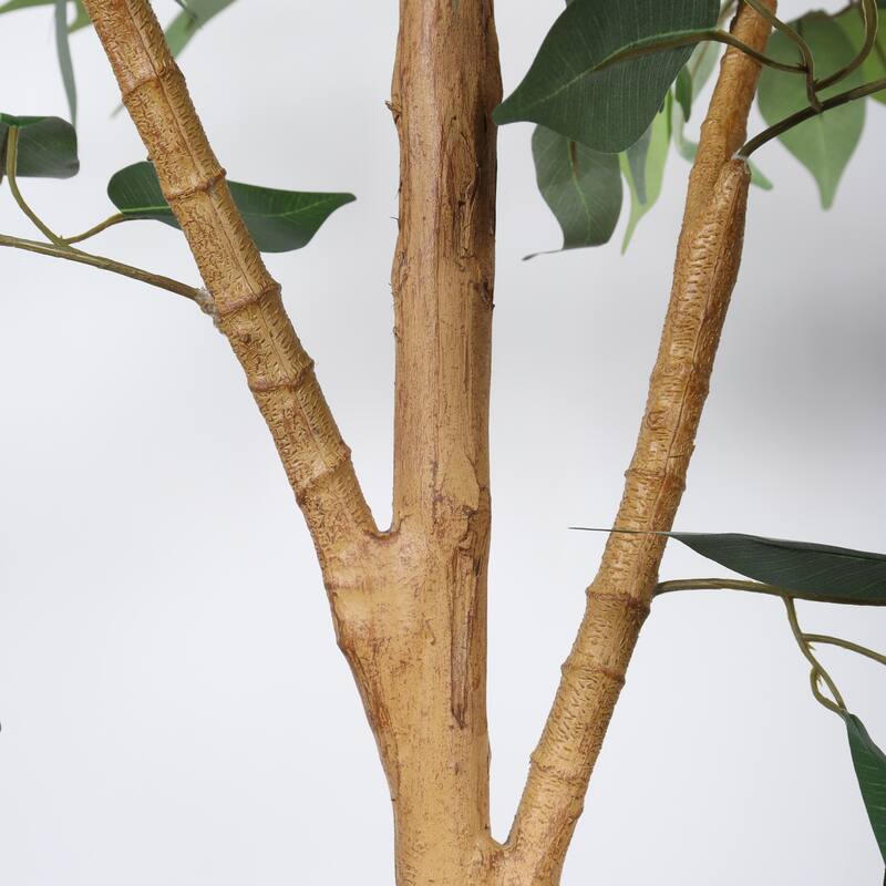 6FT Artificial Ficus Tree with Natural Trunk, Real Touch Fake Plant for Indoor Home Office Decor, 1pc/set - Green Leaves