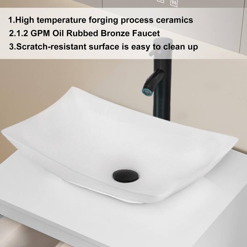 Modern Wall Mounted Bathroom Vanity Set with Vessel Sink & Faucet