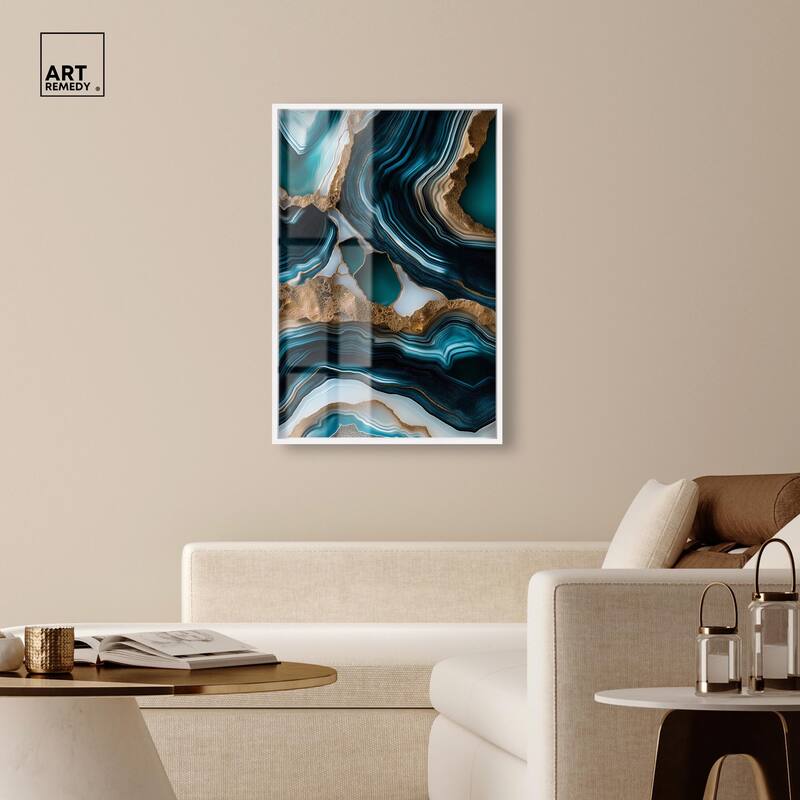 Teal Tectonic II Shadowbox by Art Remedy