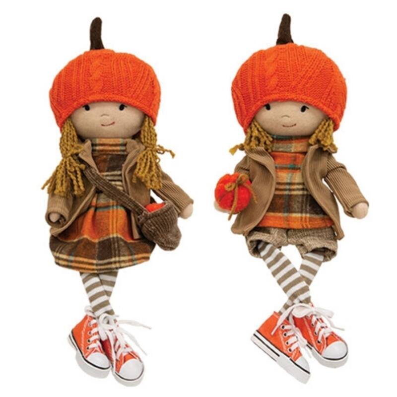 Cozy Fall Plush Dolls for Autumn Home Decor Orange Brown Outfit Decorative Kids Figures 2 asstd