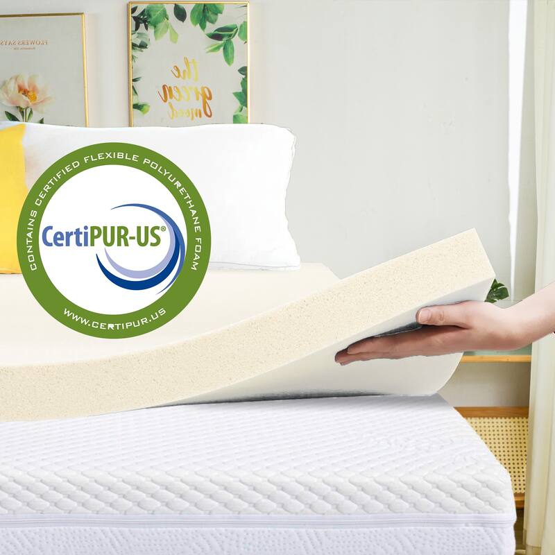 1", 2" & 3" Copper-Infused Memory Foam Mattress Toppers, Beige