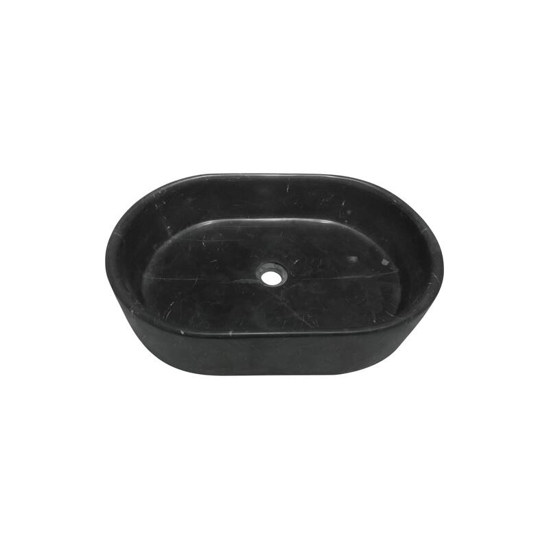 Roomfitters Marble Bathroom Vessel Sink, Natural Stone Countertop Wash Basin, Oval Matte Vanity Bowl, Dark Grey