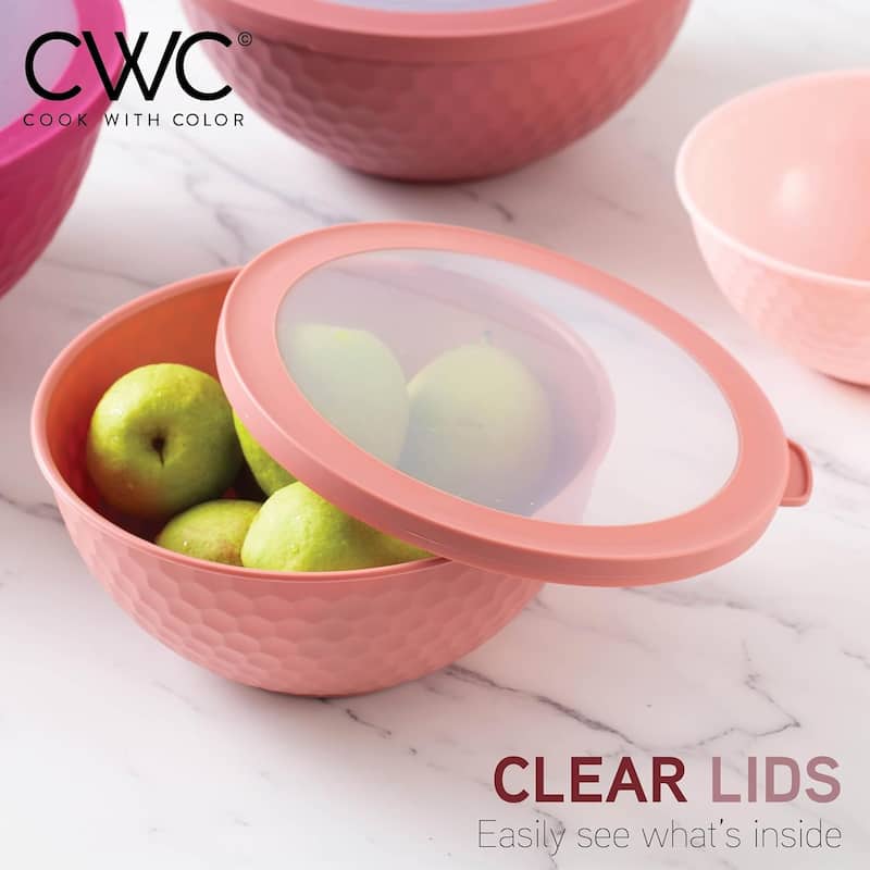 COOK WITH COLOR - 12 Piece Plastic Nesting Bowls - 6 Prep Bowls and 6 Lids, Microwave Safe