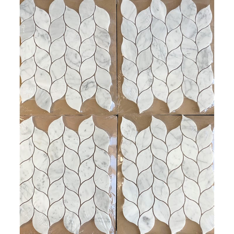 Marble Leaf Pattern Wall & Floor Mosaic Tiles