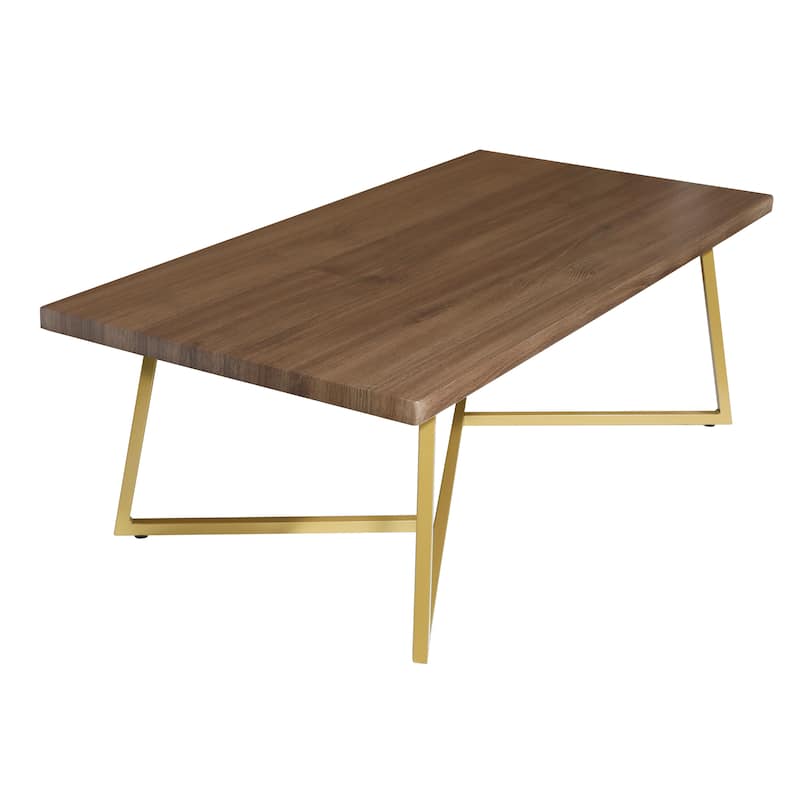 Mid-century modern style Angled sled base Rectangular shape Wood Top Coffee Table - 47.25*23.63*15.75 inches
