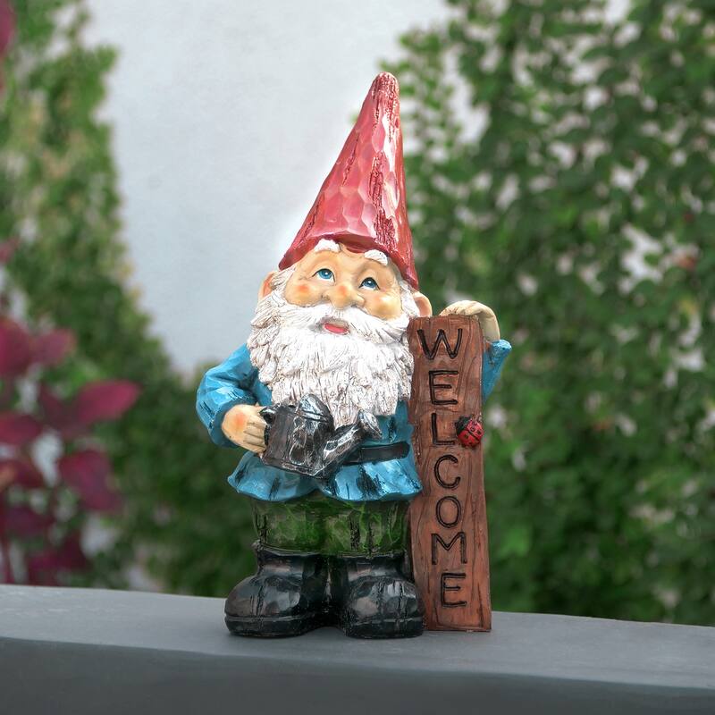 Gnome Folding Hands Looking Up Garden Statue