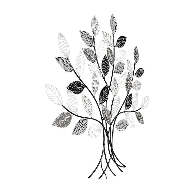 Metal Tree Wall Decor with Various Patterned Leaves - Black - Roche River Decor