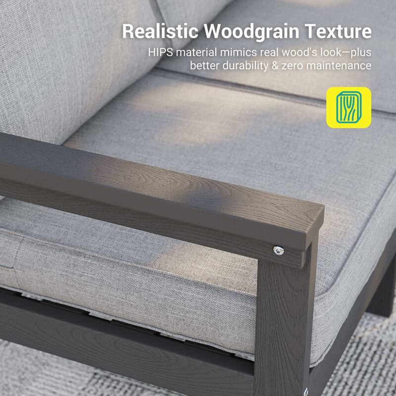 HIPS Outdoor Sofa Set with 3.9 Inch Cushions & Ottoman (Set of 5)