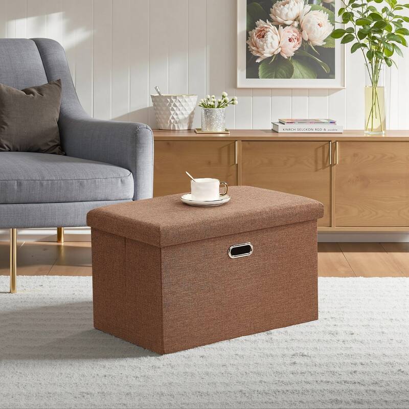 Ottoman Storage Ottoman Footrest Stool Small Ottoman with Storage Foldable Ottoman Foot Rest Footstool Bench - 19 Inch - Brown