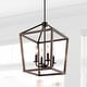 preview thumbnail 1 of 38, Oria Iron Farmhouse Industrial Lantern LED Pendant, Oil Rubbed Bronze/Faux Wood by JONATHAN Y 13"