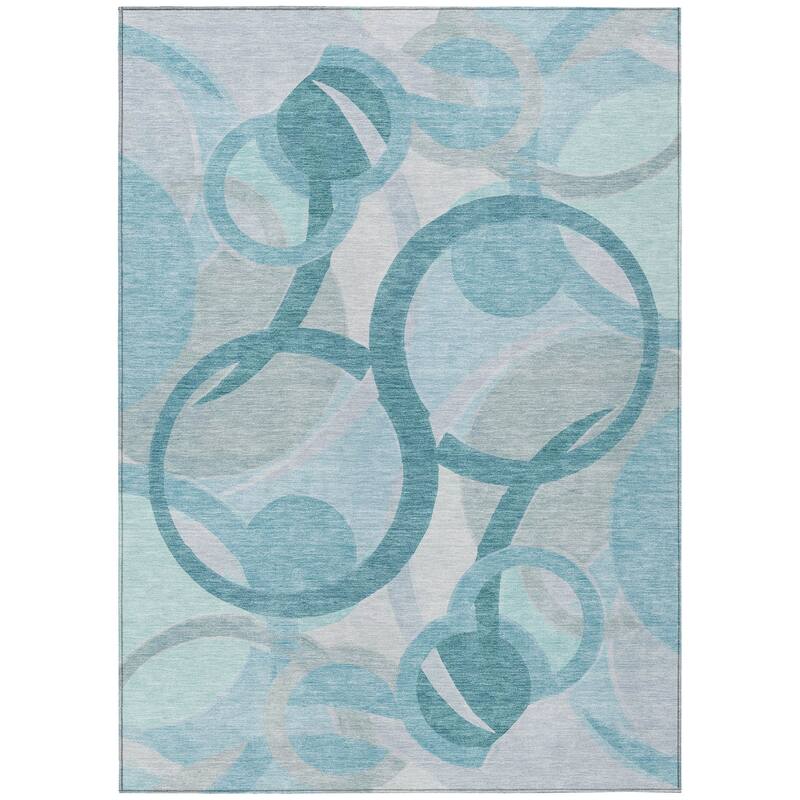 Machine Washable Indoor/Outdoor Contemporary Deco Chantille Rug