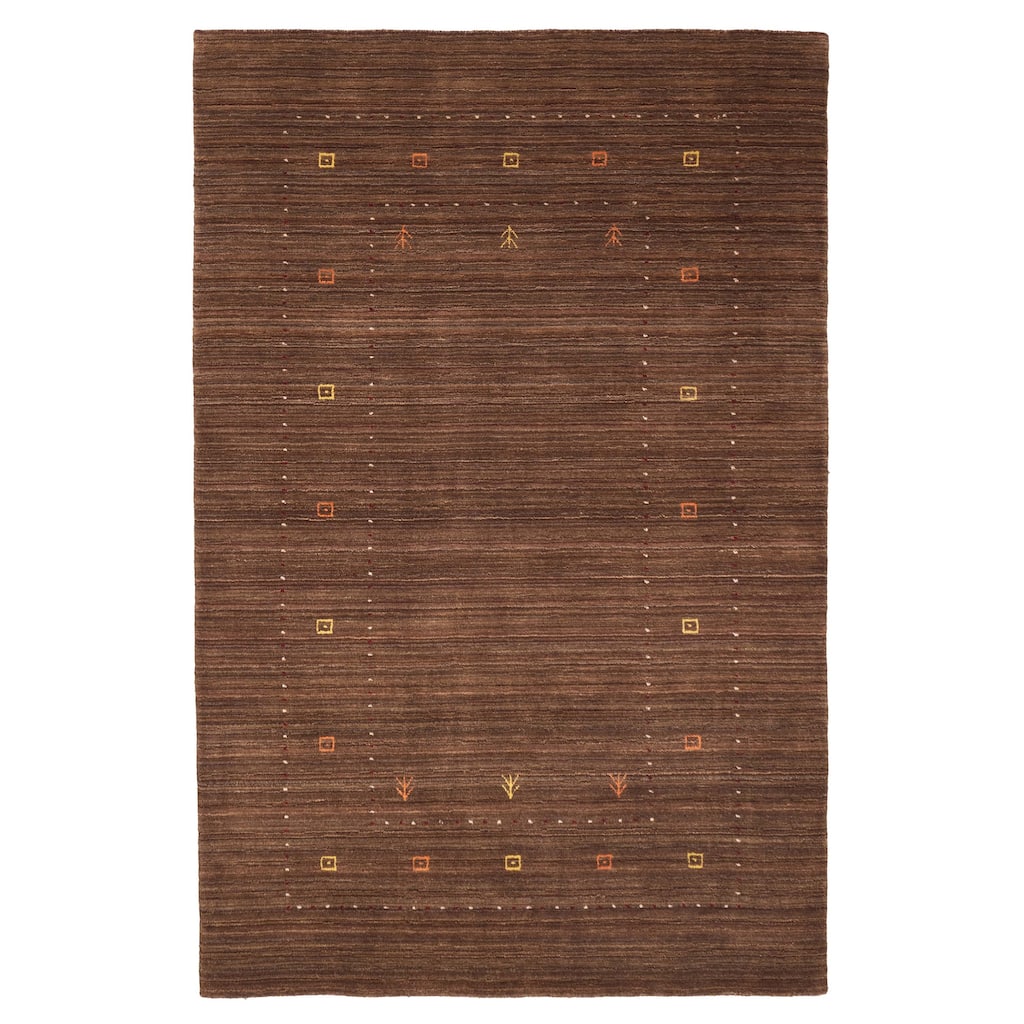 ECARPETGALLERY Hand Loomed Kashkuli Gabbeh Brown Wool Rug - 4'11 x 7'8