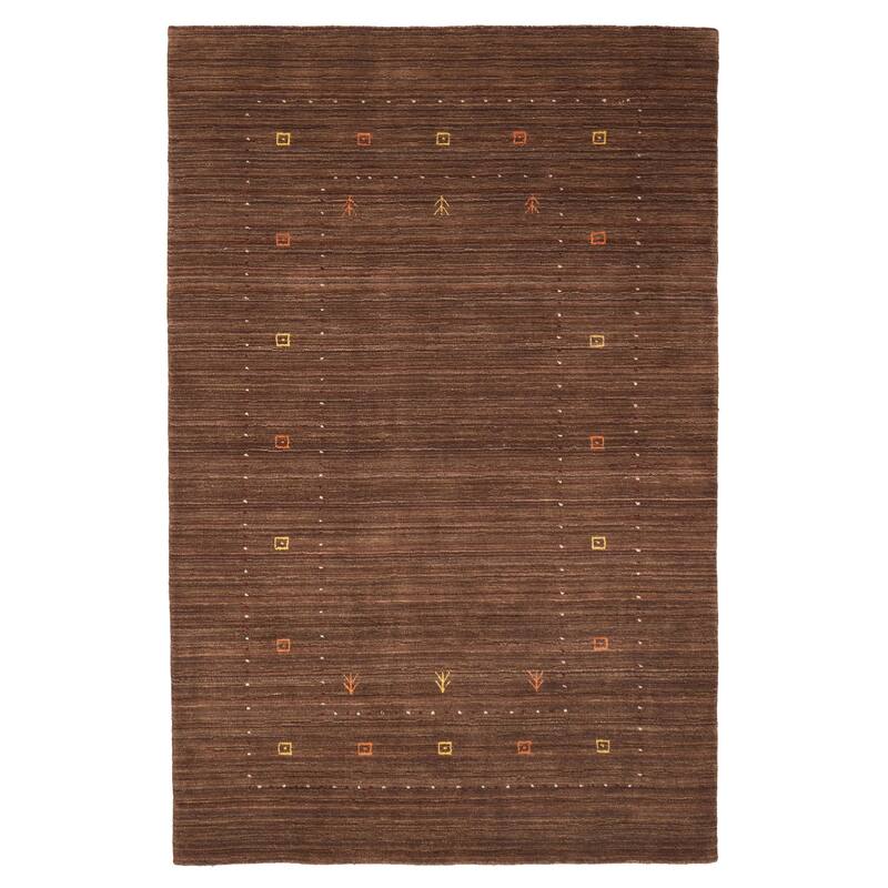 ECARPETGALLERY Hand Loomed Kashkuli Gabbeh Brown Wool Rug - 4'11 x 7'8