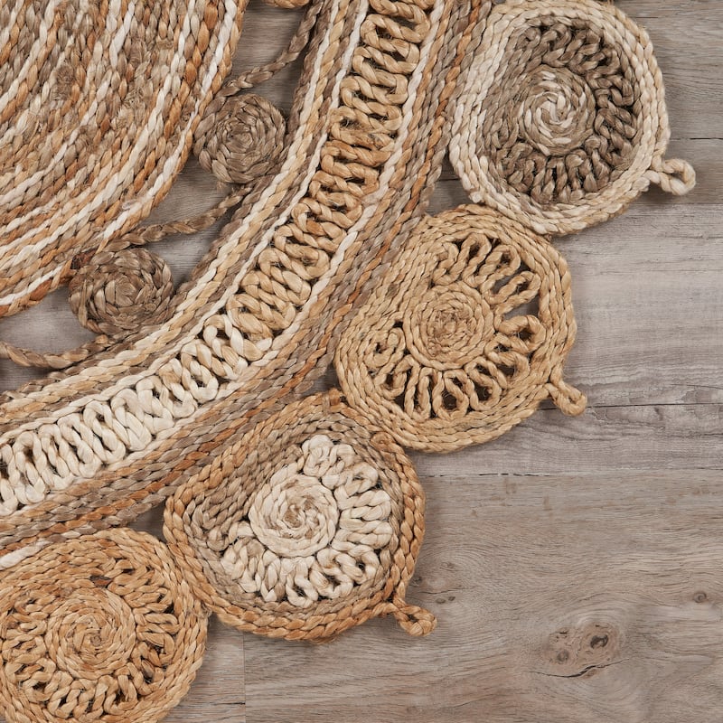 Sevita Braided Organic Jute Geometric Border Area Rug